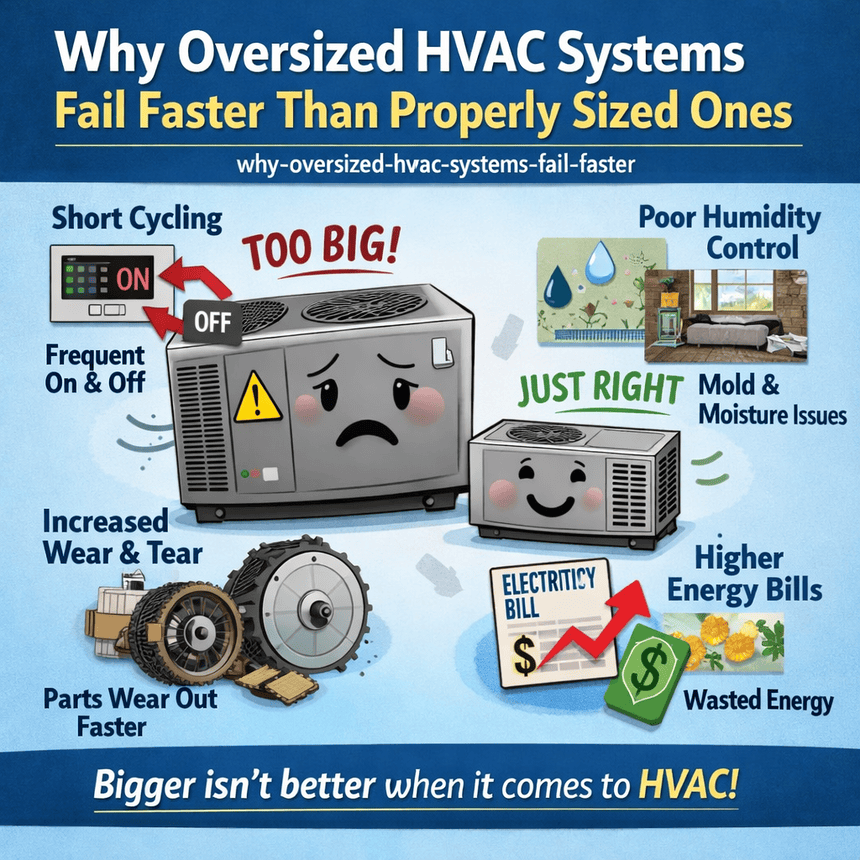 Why Oversized HVAC Systems Fail Faster Than Properly Sized Ones