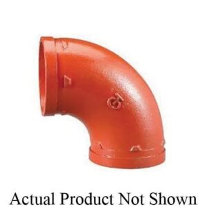 VSH Shurjoint® SJT71104P 7110 Series 90 deg Elbow, 4 in, Grooved, Ductile Iron, Hot Dip Galvanized, Orange