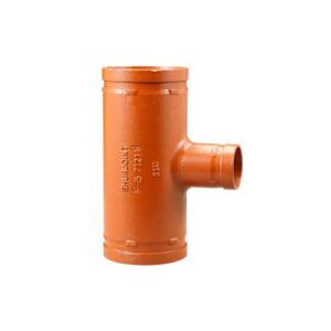 VSH Shurjoint® SJT7121425P 7121 Series Reducing Tee, 4 x 2-1/2 in, Grooved, Ductile Iron, Hot Dip Galvanized, Orange
