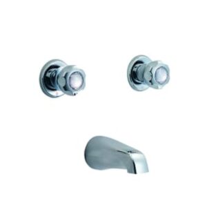 Waltec® 17F115 Tub Faucet Trim, 1.8 to 2 gpm, Chrome, 2 Handles
