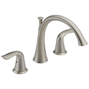 Delta® T2738-SS Lahara Roman Tub Trim, 18 gpm, 8 to 16 in Center, Stainless Steel, 2 Handles