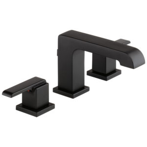 Delta® 3567-BLMPU-DST Ara Two Handle Widespread Bathroom Faucet, 1.2 gpm, 5-5/16 in H x Spout, 4 to 16 in Center, Matte Black, 2 Handles, Pop-Up Drain