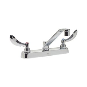 Delta® 26C3134 Two Handle Deck Mount Faucet, Commercial, 1.5 gpm, 8 in Center, Swivel Spout, Polished Chrome, 2 Handles