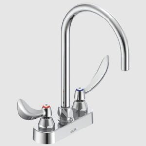 Delta® 27C4974 TECK Two Handle Deckmount Faucet, Polished Chrome, 2 Handles, 1 gpm