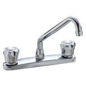 Waltec® 25F641LF Waltec Two Handle Kitchen Faucet, 2.2 gpm, 8 in Center, Polished Chrome, 2 Handles