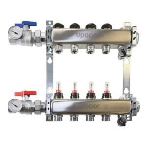 Uponor A2700302 TruFLOW™ Manifold Assembly, 3 Loops, 1 in, FNPT x R20 Thread, B&I, Stainless Steel