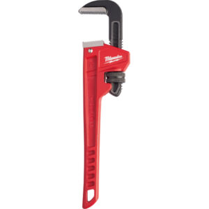 Milwaukee® 48-22-7112 Pipe Wrench, 2 in Pipe, 12 in OAL, Hook Jaw, Red, Knurled Nut Adjustment, Black Oxide