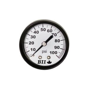 Boshart Industries PGCBM-0-100NL Dry Pressure Gauge, 0 to 100 psi, 1/8 in Connection, 2 in Dia Dial, 3%-2%-3% Grade B Accuracy, 1 psi Graduation, Black