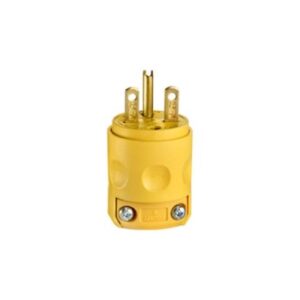 Leviton® 615PV 615 Straight Blade Plug, 250 V, 15 A, 2 Poles, 3 Wires, Yellow