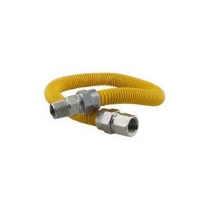 Boshart Industries GAC-F8M8-36 Gas Appliance Flex Connector, 1/2 in, FPT x MNPT, 125000 BTU/hr Flow Rate, 36 in L, 304 Stainless Steel, Yellow