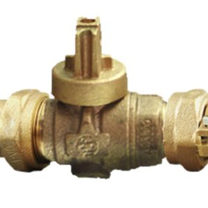 CAMBRIDGE BRASS™ 203NL-PJ7PJ7 Curb-Stop Ball Valve, 2 in IPS, PVC Compression x PVC Compression, Full-Port, Lead-Free Brass, EDPM/Buna-N