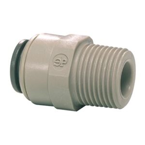 John Guest® PI011223S-US Push-Fit Straight Adapter, 3/8 in, Tube OD x NPTF Thread, Acetal, Gray