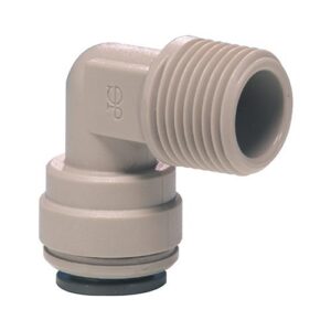 John Guest® PI481223S-US Push-Fit Rigid Elbow, 3/8 in, Tube OD x NPTF Thread, Acetal, Gray