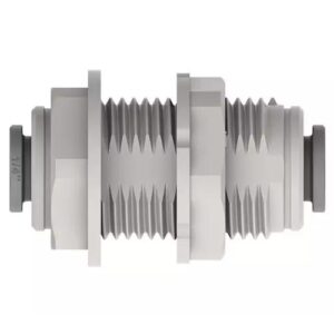 John Guest® PI1212S-US Bulkhead Connector, 3/8 in, Push-Fit, Acetal, Gray