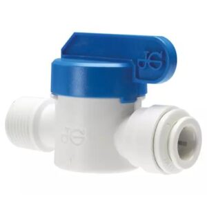 John Guest® PPSV011223W-US Shut-Off Ball Valve, 3/8 in, Push-Fit x NPTF, Polypropylene Body, White