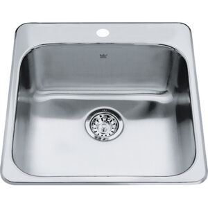Kindred QSL2020-8-1 Stainless Steel Sink, Rectangular, 18 in L x 16 in W x Bowl x 8 in D Bowl, 1 Faucet Hole