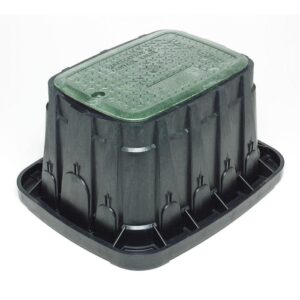 Rain Bird® A11400 Standard Valve Box, 21.8 in L x 16.6 in W x 12 in H, Rectangular, Black, Green Lid