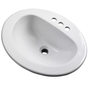 Gerber® G0012834CH Maxwell® Self-Rimming Bathroom Sink, 20 x 17 in, Oval, 4 in Centers, White
