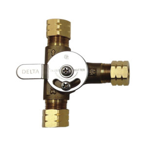 Delta® R2910-MIXLF Mechanical Mixing Valve, 3/8 in Compression Inlet 3/8 in Compression Outlet, 60 psi, 2.2 gpm, Brass Body
