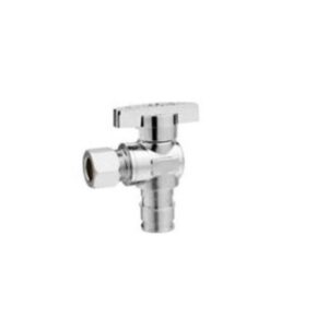BMI® 09630 Angle Stop Valve, 1/2 x 1/4 in, F1960 Cold-Expansion PEX x Compression, 1/4 Turn, Lead-Free Brass Body, Chrome-Plated