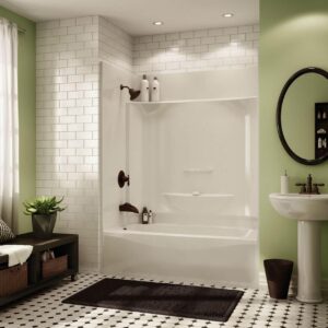 MAAX® 145013-000-002-595 Professional KDTS 3260 AFR Four-Piece Tub Shower, 59-1/2 in L x 32 in W x 81-3/4 in H, AcrylX Applied Acrylic/Fiberglass, White, Right-Hand Drain