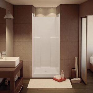 MAAX® 102613-000-002-000 Professional US 36 One-Piece Alcove-Style Shower, 36 in L x 36 in W x 79-1/4 in H, AcrylX Applied Acrylic, White, Center Drain