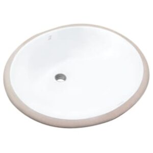 Pearl GBC1714 Vanity Sink, Oval, 19-1/4 in W x 15-7/8 in L x 8-1/4 in D, Undermount Mounting, Fireclay Ceramic, Metro White