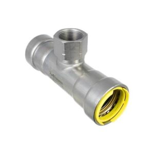 Apollo™ PWR7481848 4712G PowerPress Gas Tee, 3/4 x 1/2 in, Press x FPT, Carbon Steel, HNBR, Grey