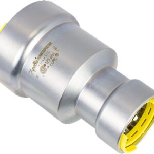 Apollo™ PWR7483168 420G PowerPress Reducing Gas Coupling, 3/4 x 1/2 in, Press, HNBR, Carbon Steel/Rubber, Gray/Yellow