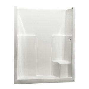 MAAX® 102676-000-002-001 SS3660 One-Piece Shower, 60 x 36 x 77-3/8 in, Center Drain, Left-Hand Seat