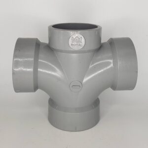 Westlake Pipe & Fittings DL428-030 Low-Rise Double Sanitary Tee, 3 in, Hub x Hub x Hub x Hub, PVC