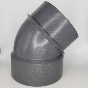 Westlake Pipe & Fittings DH323-080 High-Rise Short Turn 45 deg Elbow, 8 in, Spigot x Hub, PVC
