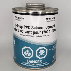 Westlake Pipe & Fittings RDWVPVC1STEPMED950IUM PVC DWV One-Step Medium-Bodied Solvent Cement, 950 mL Tin Container, Grey