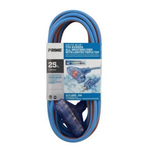 PRIME® LT630825 Locking Extension Cord, 125 VAC, 25 ft L Cord, Blue/Orange