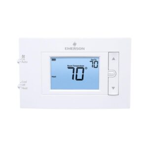White-Rodgers™ 1F83C-11NP 80 Series Single-Stage Thermostat, Non-Programmable Thermostat, 4-1/2 in Display, 45 to 99 deg F Control, 1.9 deg F Differential, Heat/Off/Cool Fan/Auto Action, RC/RH/C/W/E/W2/Y/Y2/O/B/6/G/L Terminal, White, Dual Powered