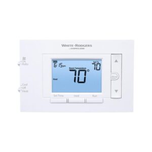 White-Rodgers™ 1F83C-11PR 80 Series Single Thermostat, Programmable Thermostat, 4-1/2 in Display, 45 to 99 deg F Control, 1.9 deg F Differential, Heat/Off/Cool Fan/Auto Action, RC/RH/C/W/Y/O/B/G Terminal, White, Dual Powered