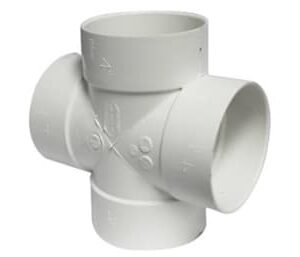 Canplas 414450BC PVC Sewer/Drainline Tee Cross, 4 in, H x H x H x H