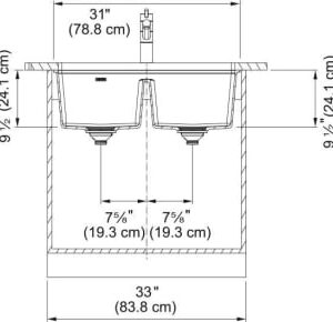 Franke MAG1201414-ONY-S Maris Undermount Sink, Onyx, Rectangular, 14.252 in L x 15.606 in W x Bowl x 9.492 in D Bowl, 31.008 in W x 17.835 in L, Undermount Mounting, Granite
