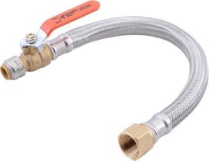 SharkBite Max™ UR3588FX18BVCA Braided Flexible Connector Hose, 3/4 in, Push-Fit x FNPT, 18 in L, 200 psi Working, Stainless Steel/EPDM
