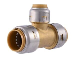 SharkBite Max™ UR412 Reducing Tee, 3/4 x 3/4 x 1/2 in, Push-Fit, Brass/EPDM/Stainless Steel