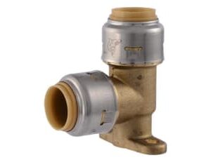 SharkBite Max™ UR249 90 deg Drop-Ear Elbow, 1/2 in, Push-Fit x Push-Fit, Brass/EPDM/Stainless Steel