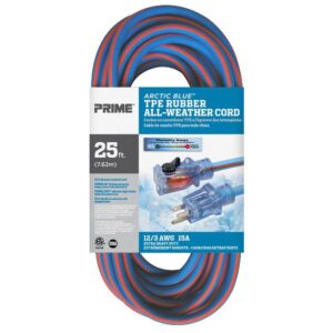 PRIME® LT530825 Locking Extension Cord, 125 VAC, 25 ft L Cord, Blue/Orange