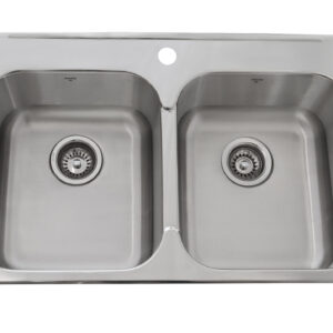 ONEX OD3120-8 Double-Bowl Sink, Rectangular, 16 in L x 14 in W x Bowl x 8 in D Bowl, 3 Faucet Holes, 31-1/4 in x 20-1/2 in, Stainless Steel
