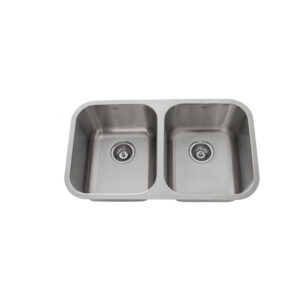 ONEX OU3118-8 Undermount Double Bowl Sink, Rectangular, 31 in L x 18 in W x Bowl x 8 in D Bowl, 31 in L x 18 in W, Undermount Mounting, Stainless Steel