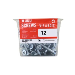 ONEX WF12200-100 Wood Screw, #12, 2 in OAL, Flat/Socket Head, Steel, Zinc Plated