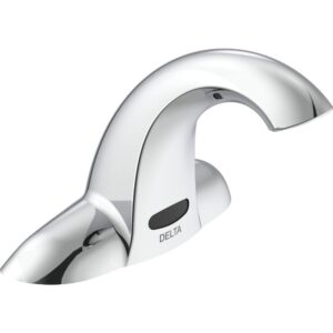 Delta® 591TF1250 Electronic Faucet, Commercial, 0.5 gpm, 4 in H x Spout, 2 Faucet Holes, Chrome