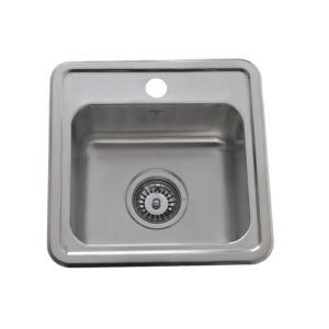 ONEX OD1515-6-1H Drop-In Sink, Chrome-Nickel, Square, 12 in L x 10 in W x 6 in D Bowl, 1 Faucet Hole, 15 in L x 15 in W, Stainless Steel