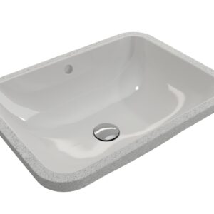 BOCCHI 1006-001-0125 SCALA Undermount Bathroom Sink, Square, 21.65 in L x 16.14 in W x 7.3 in H, Undermount Mount, Fireclay, White