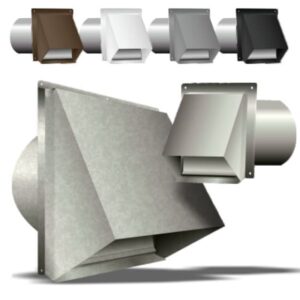 Tradesman WCD/0005/WH Hooded Wall Cap With Damper, 5 in, Galvanized Steel, 30 ga, White