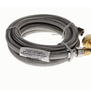 LynCar 555192 Dishwasher Supply Line With Elbow, 144 in, 3/8 in, Compression x Compression, Stainless Steel